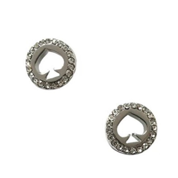 kate spade Jewelry - NWT Kate Spade Spot the Spade Pave Halo Spade Studs, Clear/silver